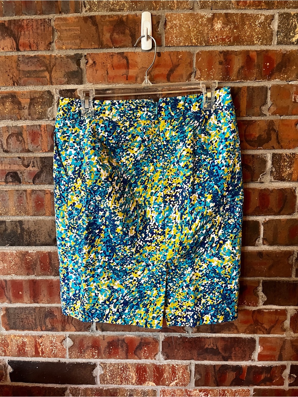 Merona Blue, Turquoise, Green & White Paint Splash Women’s Pencil Skirt - Size 4 - Picture 2 of 5